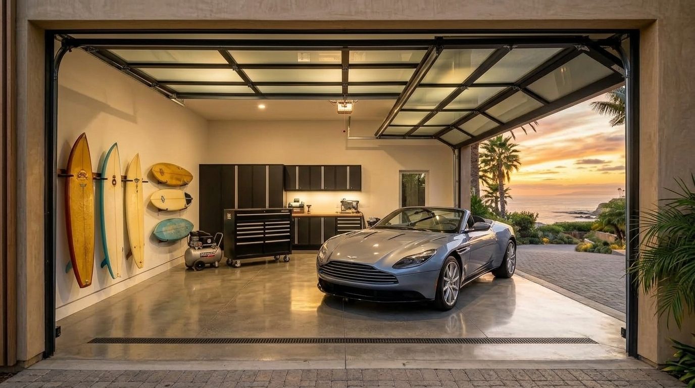 Perks Garage Door Interior View of Custom Garage Door Overhead and Workshop